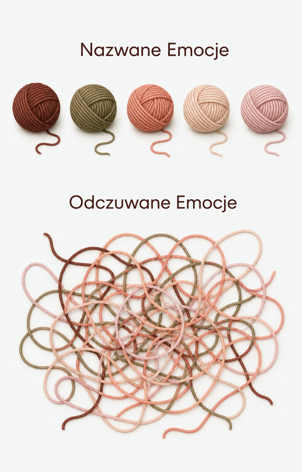 Nazwane emocje przypominają uporządkowane kłębki włóczki, a odczuwane emocje ich splątane nici.