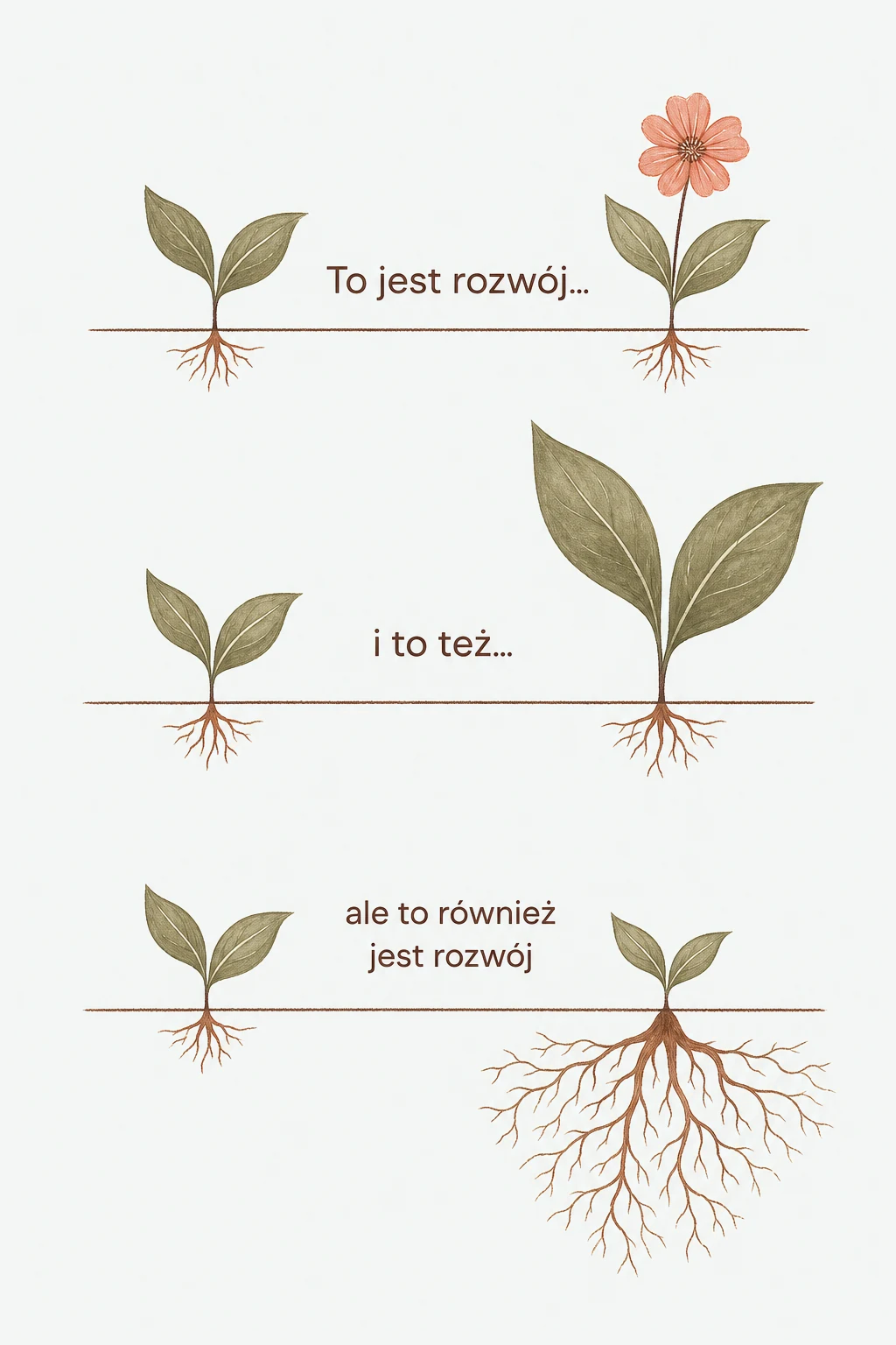 Rozwój może oznaczać rozkwit, wzrost albo rozbudowanie niewidocznych korzeni.