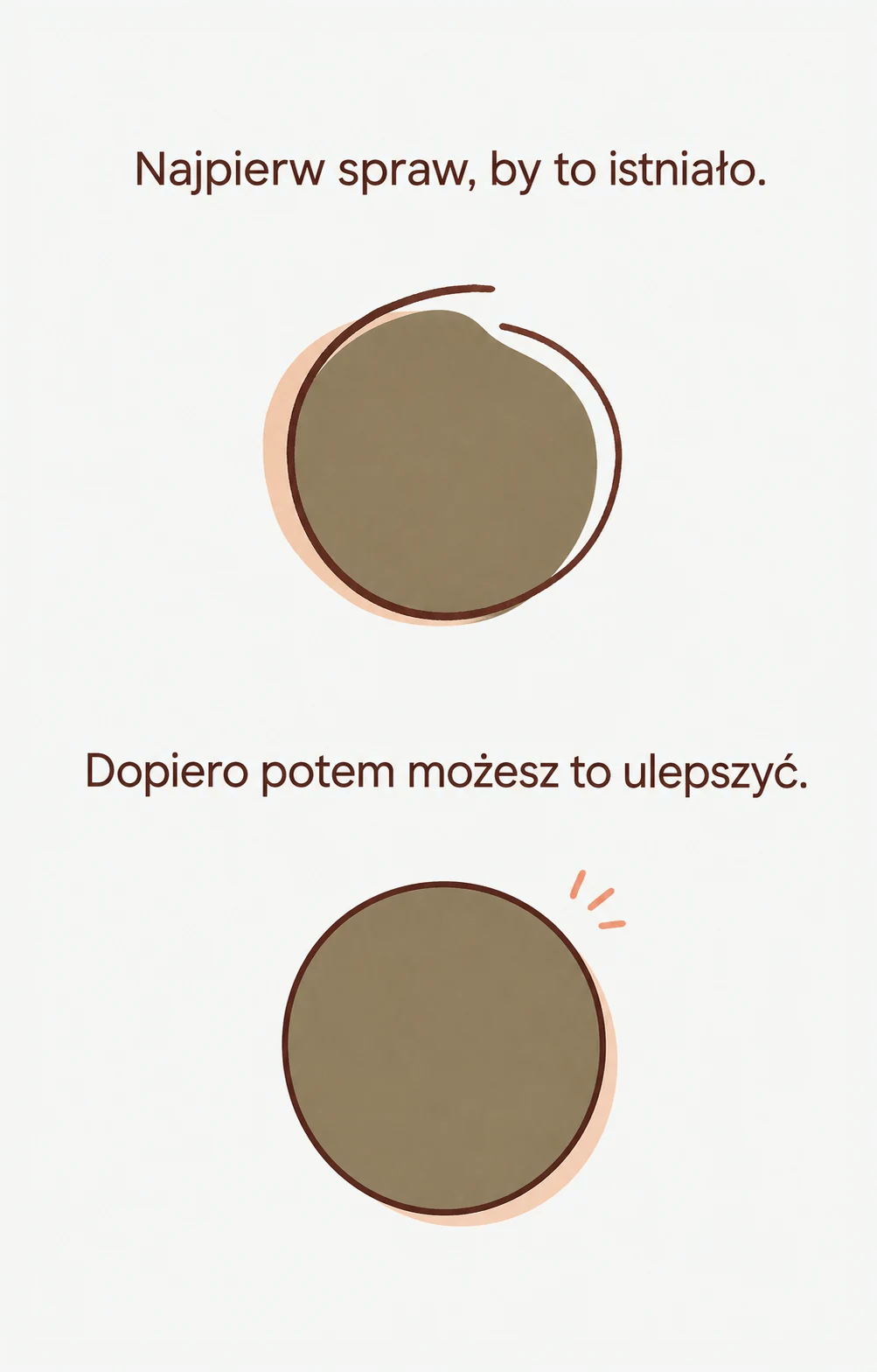 Najpierw spraw, by to istniało. Dopiero potem możesz to ulepszyć.